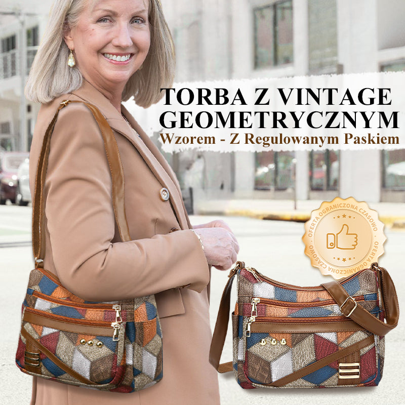 👜 Retro geometrinen kuviollinen laukku - säädettävä olkahihna 🎗️