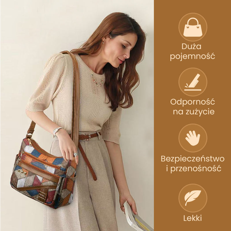 👜 Retro geometrinen kuviollinen laukku - säädettävä olkahihna 🎗️