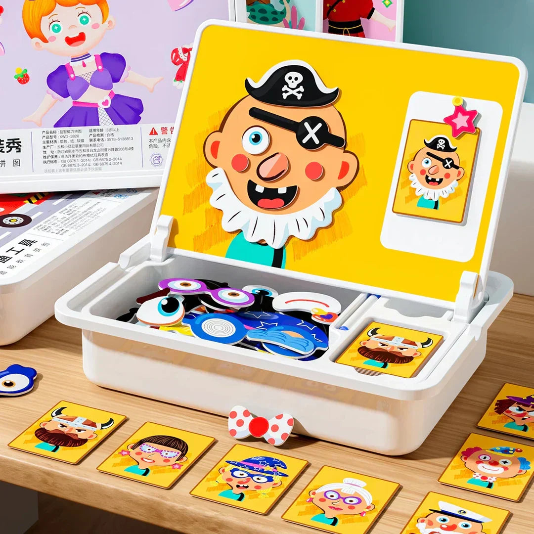 Magneettinen palapeli 🧩 kasvojenpukemispeli 🎭 matkapeli ✈️ kaksipuolinen esikoululainen 🤩 opettavainen oppimislelu