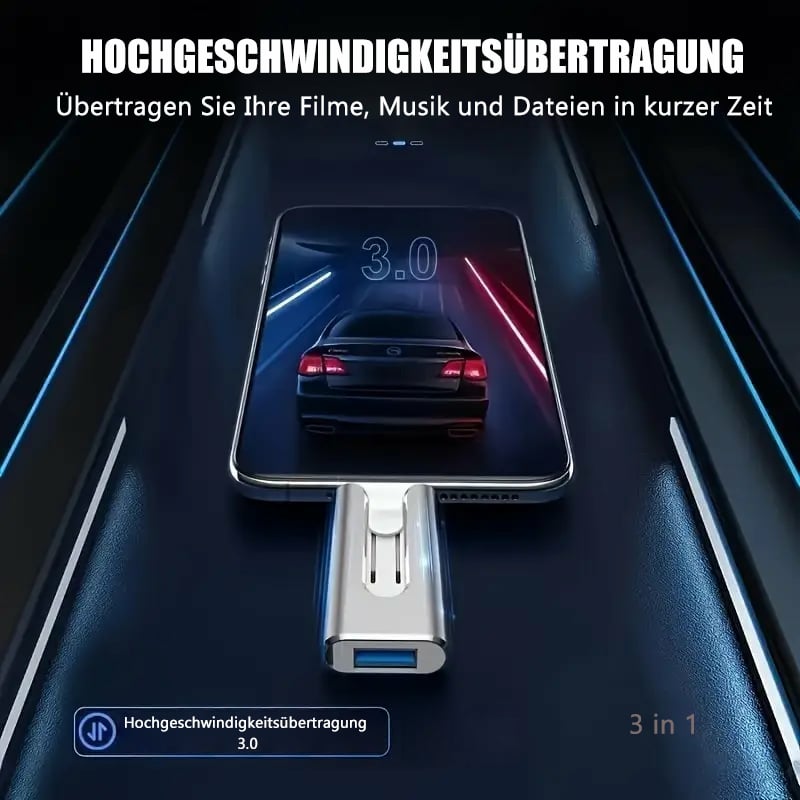 🔥Huipputarjous - 49% alennus🔥16~256GB Micro USB + 8-nastainen + USB 3.0 4-in-1 Käytännöllinen tietokoneen U-levy