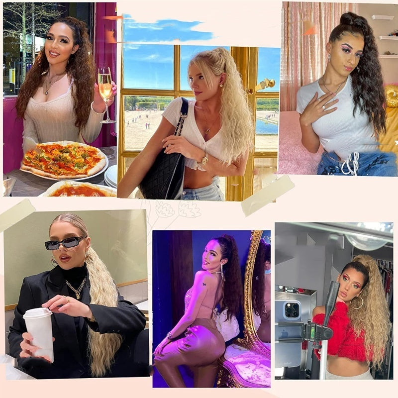 đ18 tuuman kiharat laineikkaat hiustenpidennykset poninhĂ€nnĂ€llĂ€đ„