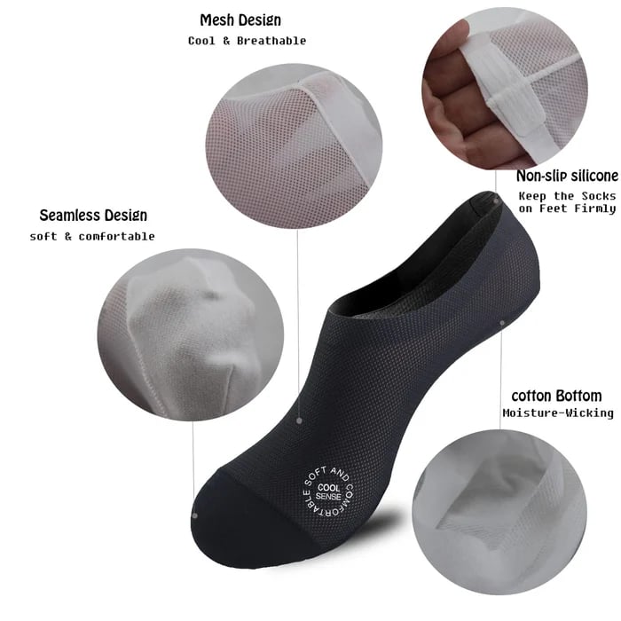🔥Ultra Thin Liner Socks Non Slip ComBed Cotton No Show -sukat