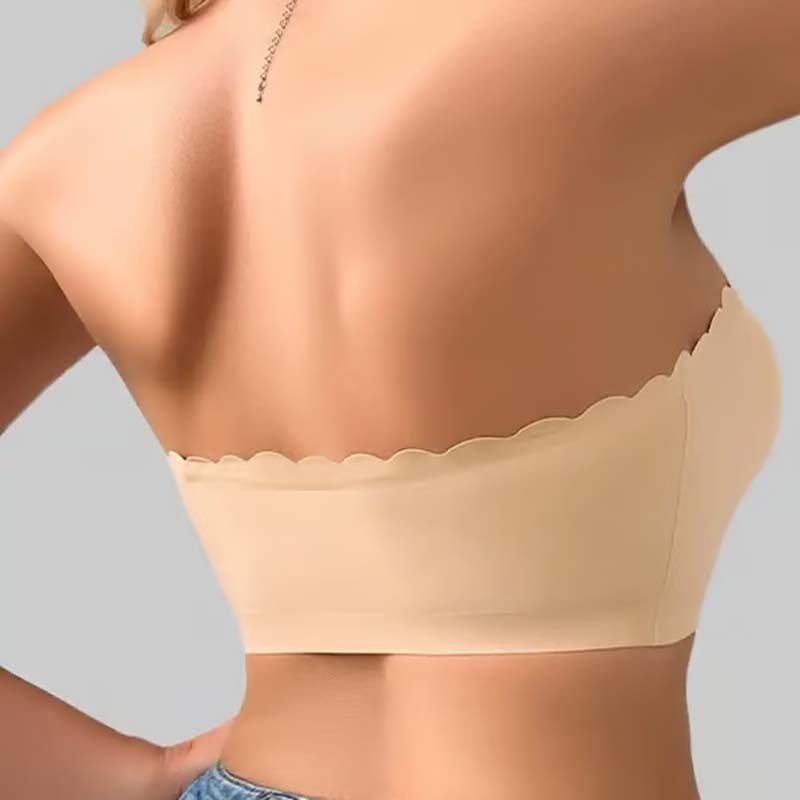 Naadloze sluiting aan de voorkant met schouderbandjes en bandeau bh
