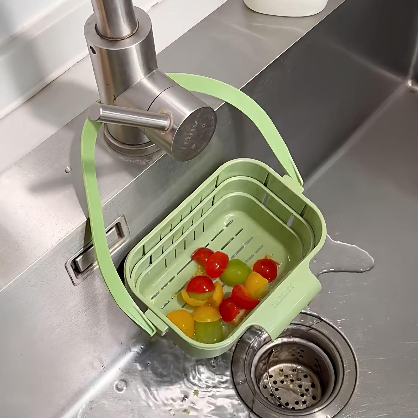 Retractable Hanging Colander – Thickened Kitchen Sink Strainer & Fruit/Vegetable Wash Basket