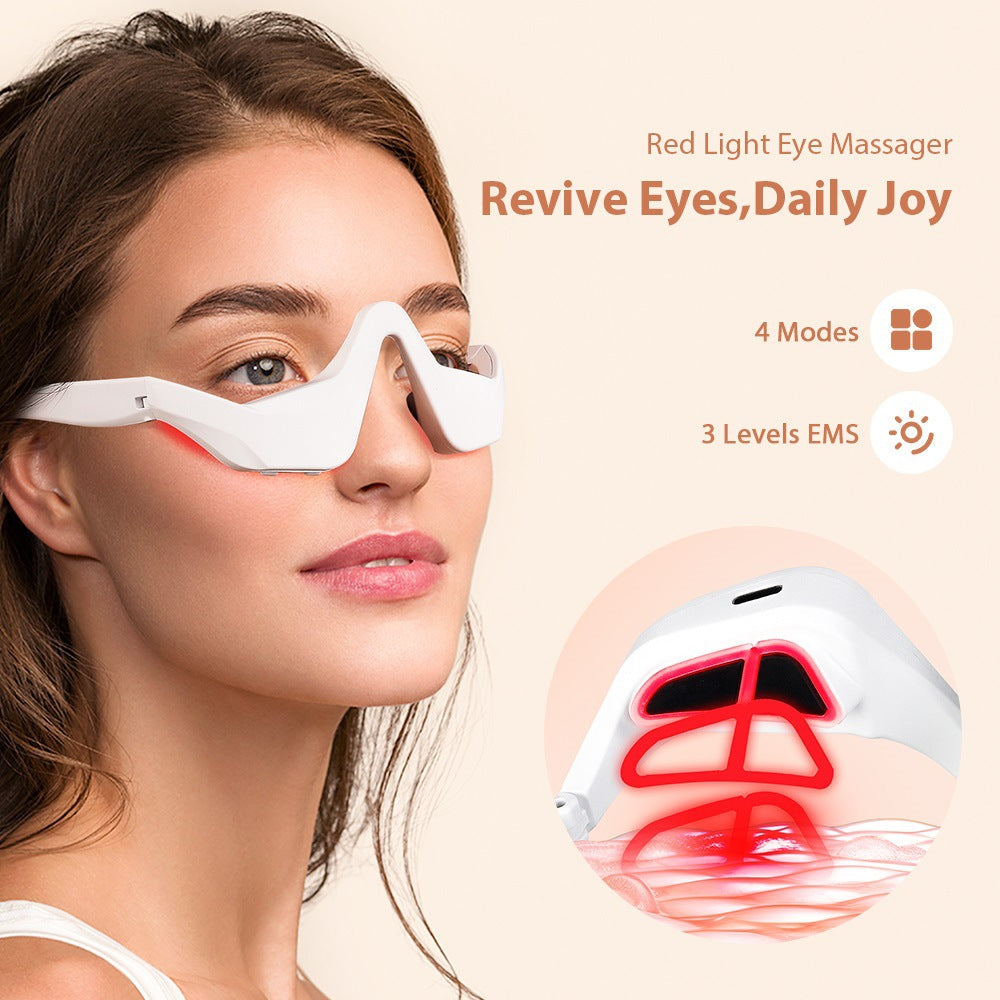 Masseur oculaire à microcourants / Masseur oculaire EMS à lumière rouge pour réduire les cernes et améliorer l'esthétique du regard.