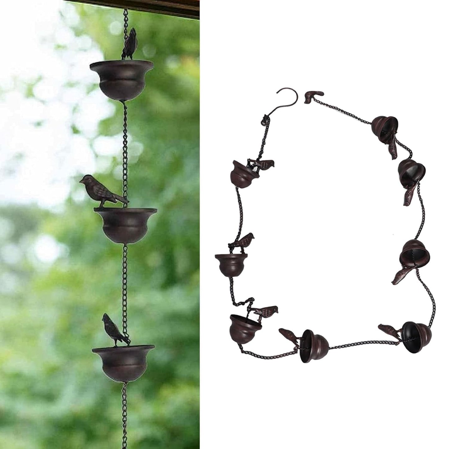 🌧️Sateen ja taiteen kohtaaminen  🐦 Lintujen kylpyammeen muotoinen koristeellinen sadevesiketju 🎨