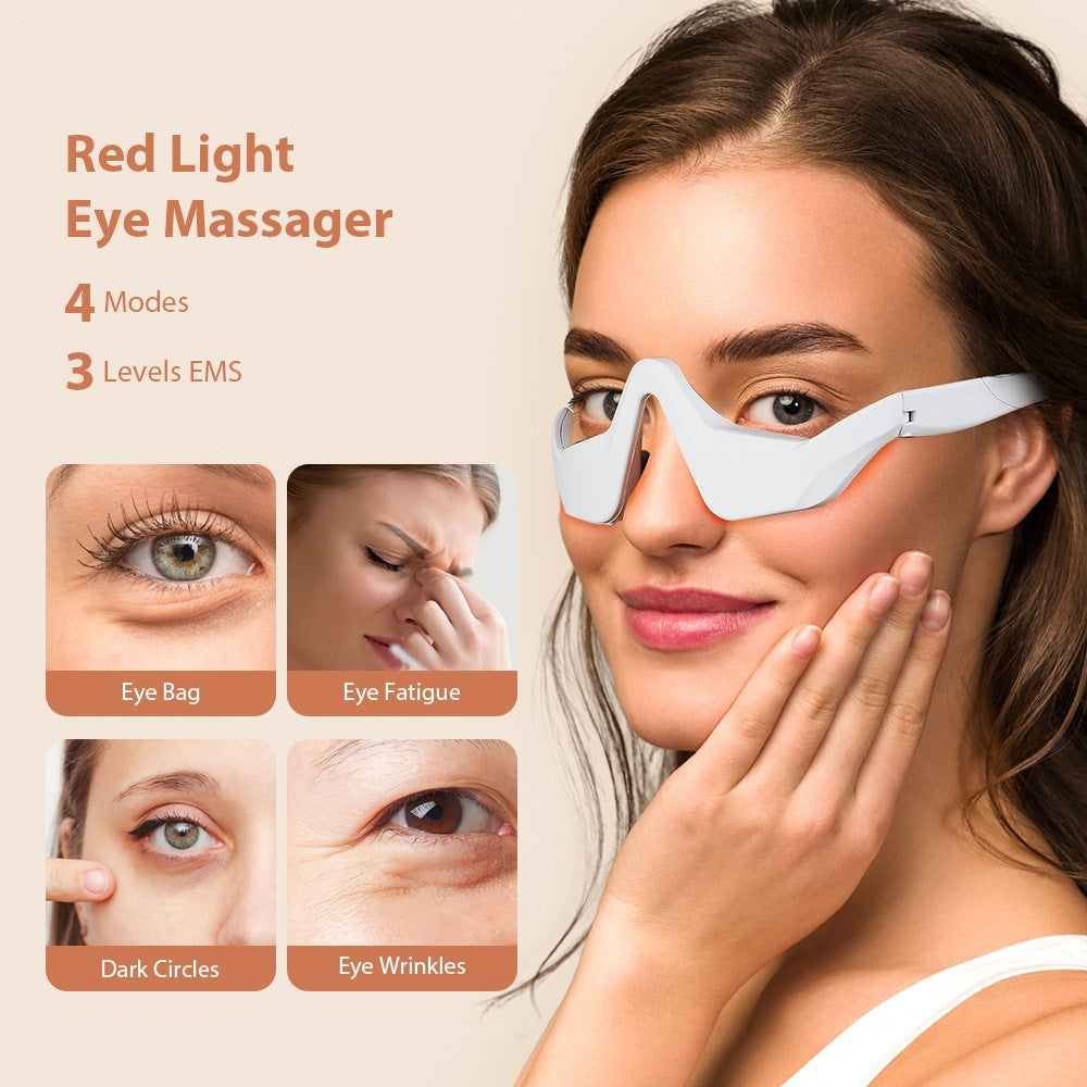 Masseur oculaire à microcourants / Masseur oculaire EMS à lumière rouge pour réduire les cernes et améliorer l'esthétique du regard.
