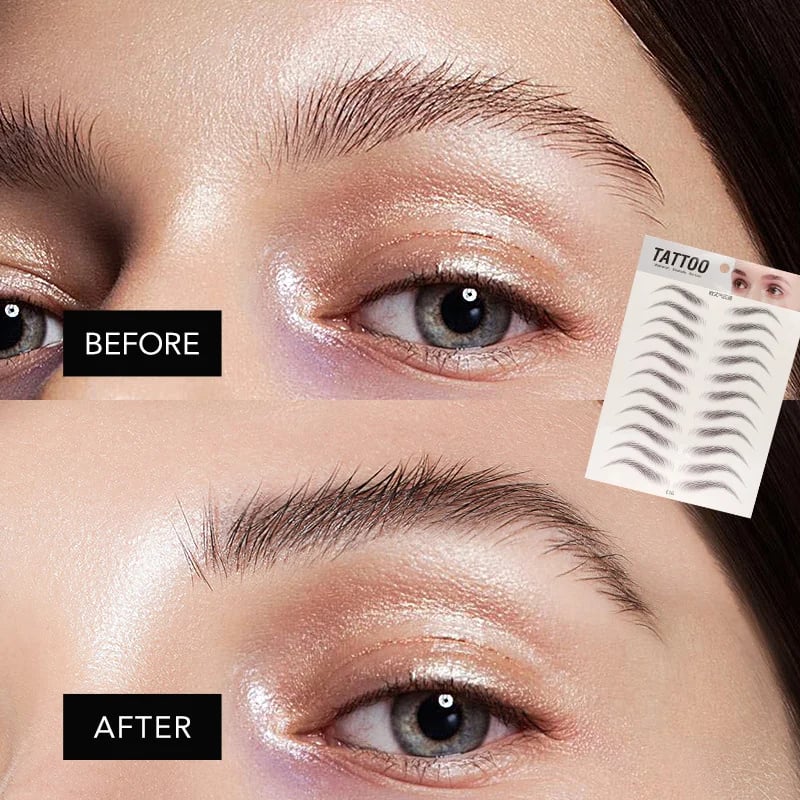 4D Hair Like Eyebrows Makeup Waterproof Eyebrow Tattoo Sticker Long Lasting Natural Fake Eyebrow Stickers Cosmetics 9 pairs 1PC