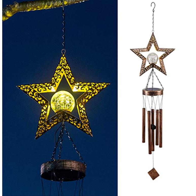 Solar Powered Sun and Moon Shaped Metal Pendant / LED Pattern Outdoor Decoration