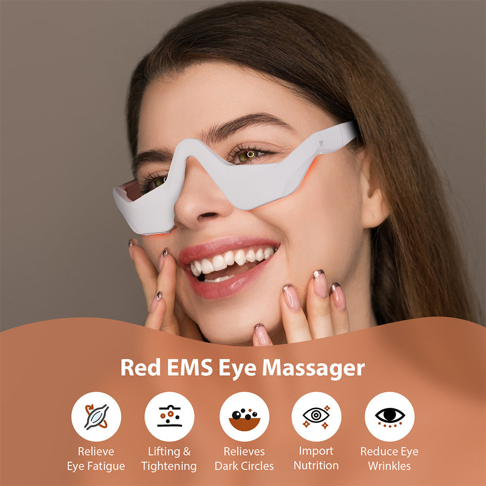 Masseur oculaire à microcourants / Masseur oculaire EMS à lumière rouge pour réduire les cernes et améliorer l'esthétique du regard.