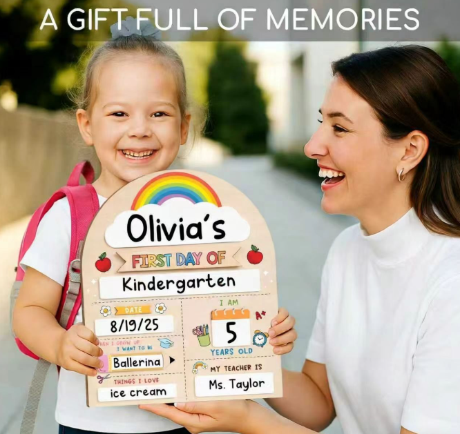 "First Day of School" Personalized Photo Prop Sign / Back-to-School Chalkboard-Style Board