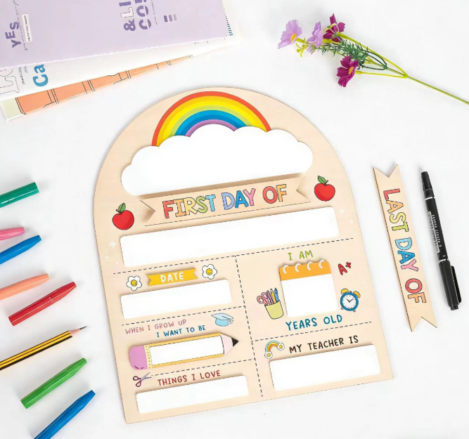 "First Day of School" Personalized Photo Prop Sign / Back-to-School Chalkboard-Style Board