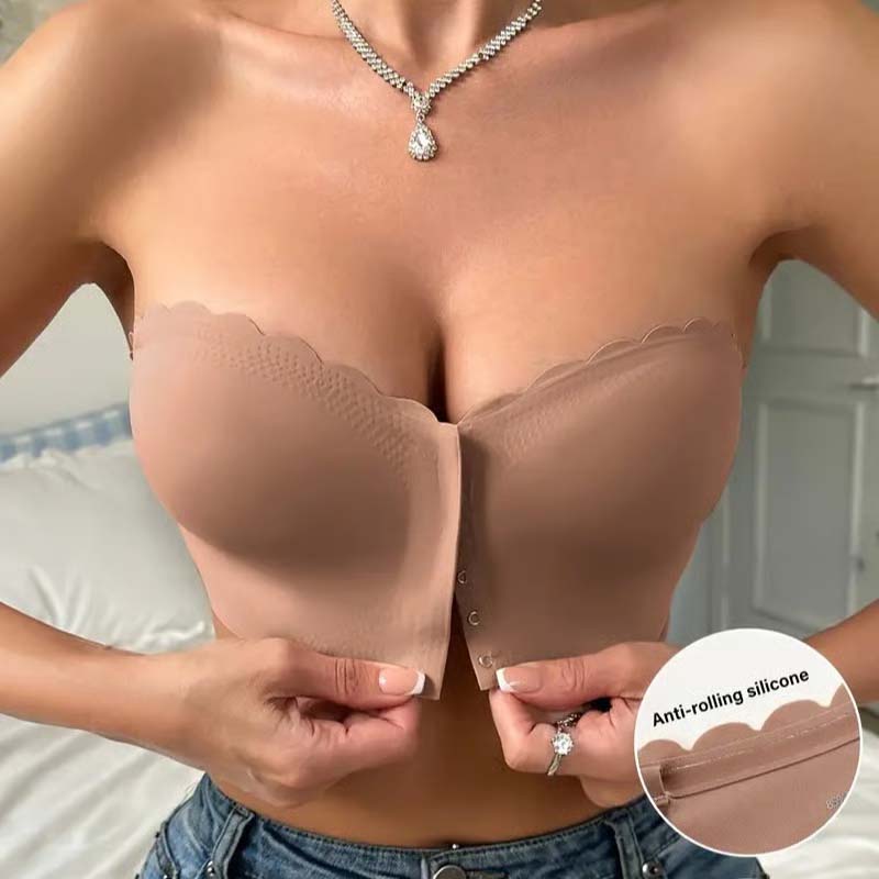 Naadloze sluiting aan de voorkant met schouderbandjes en bandeau bh
