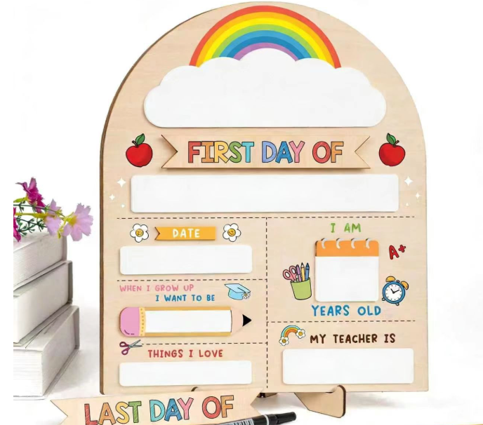 "First Day of School" Personalized Photo Prop Sign / Back-to-School Chalkboard-Style Board
