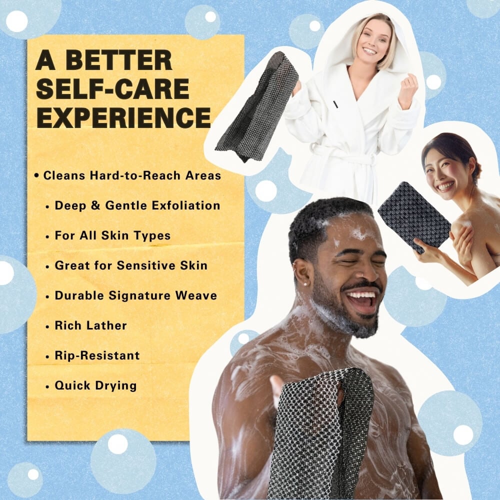 🎁Dernier jour : 1 acheté, 2 offerts 🔥🧼Serviette de douche exfoliante antibactérienne🚿