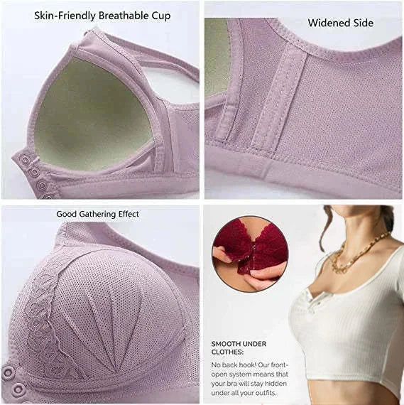 Soutien-gorge en coton respirant et doux pour la peau avec bouton sur le devant
