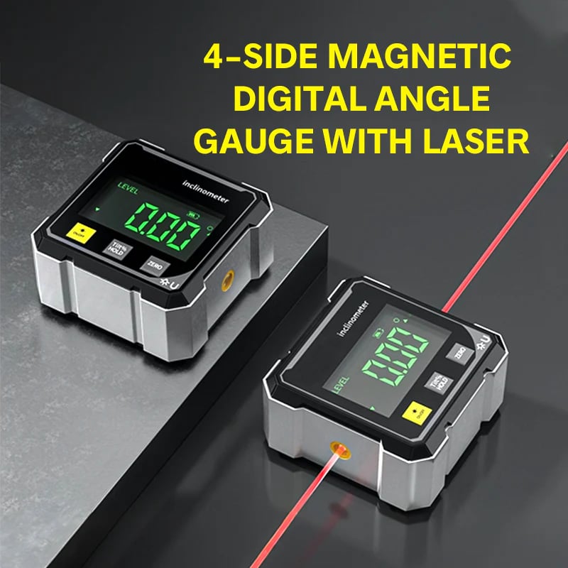 ✨4-puoleinen magneettinen digitaalinen kulmamittari, jossa on laser📐
