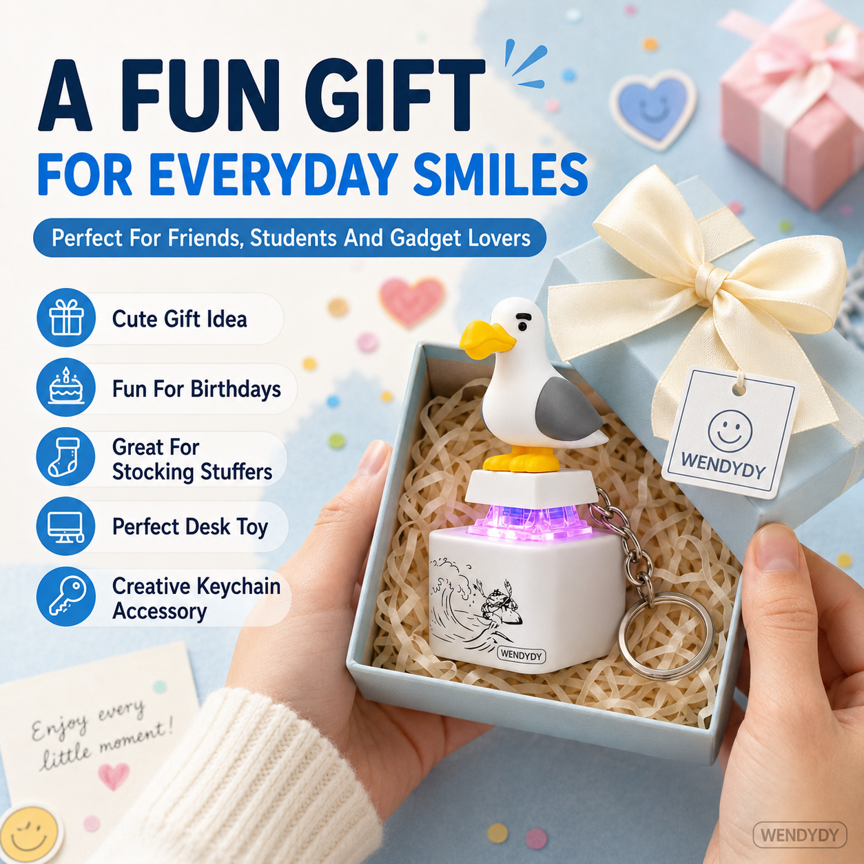 Mine Little Bird Voice-Activated Light-Up Electronic Keychain: Squeeze-to-Play Duck-Shaped Creative Keychain