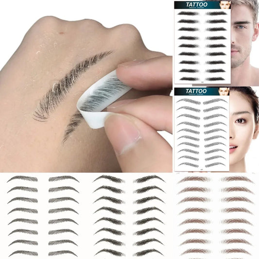 4D Hair Like Eyebrows Makeup Waterproof Eyebrow Tattoo Sticker Long Lasting Natural Fake Eyebrow Stickers Cosmetics 9 pairs 1PC