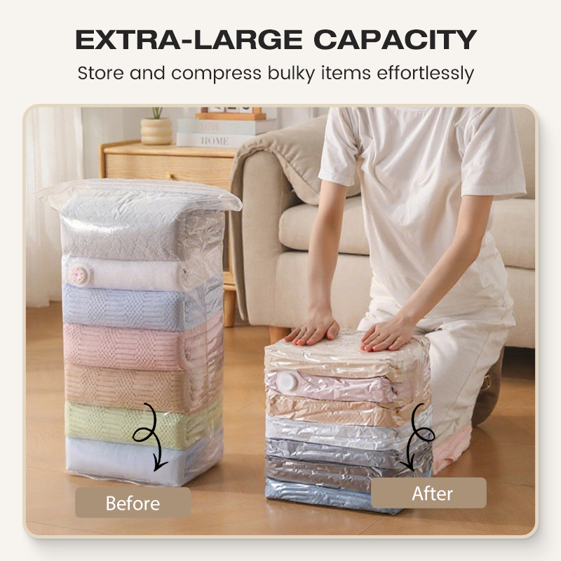 Grands sacs de rangement sous vide pour la compression – sans pompe