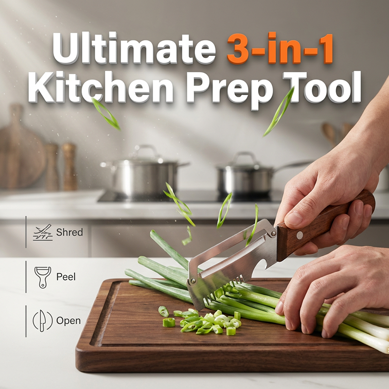 Outil de cuisine 3 en 1 pour râper et éplucher les oignons verts